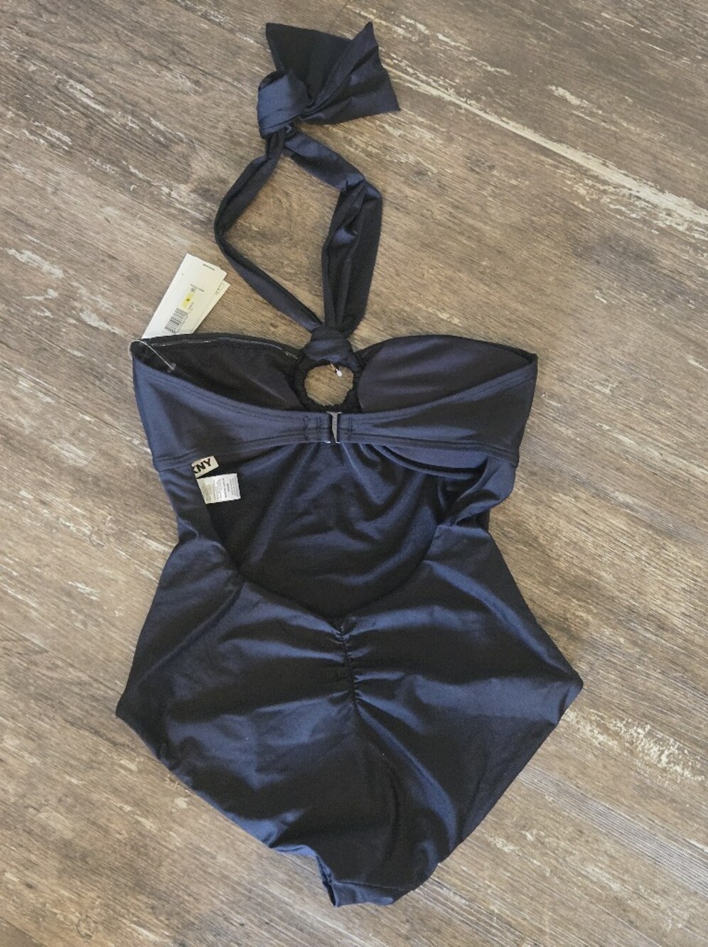 DKNY Black Ring Halter Neck One-Piece Swimsuit With Tummy Control Size Medium - Picture 2 of 8